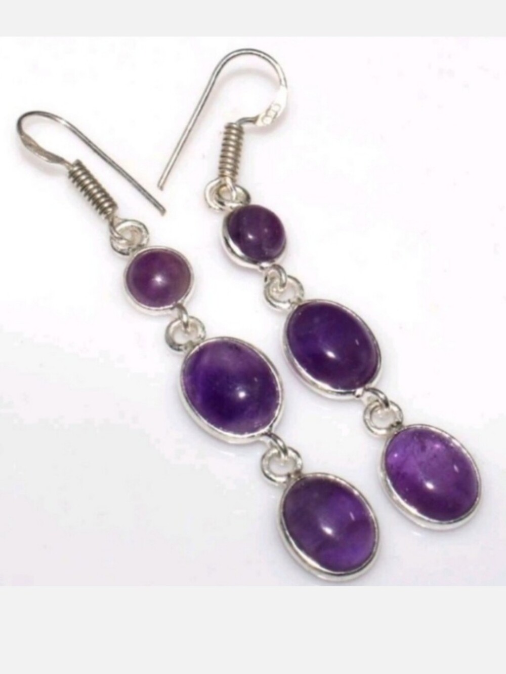 Amethyst Gemstone Jewelry 925 Sterling Silver Handmade Drop Dangle Earrings